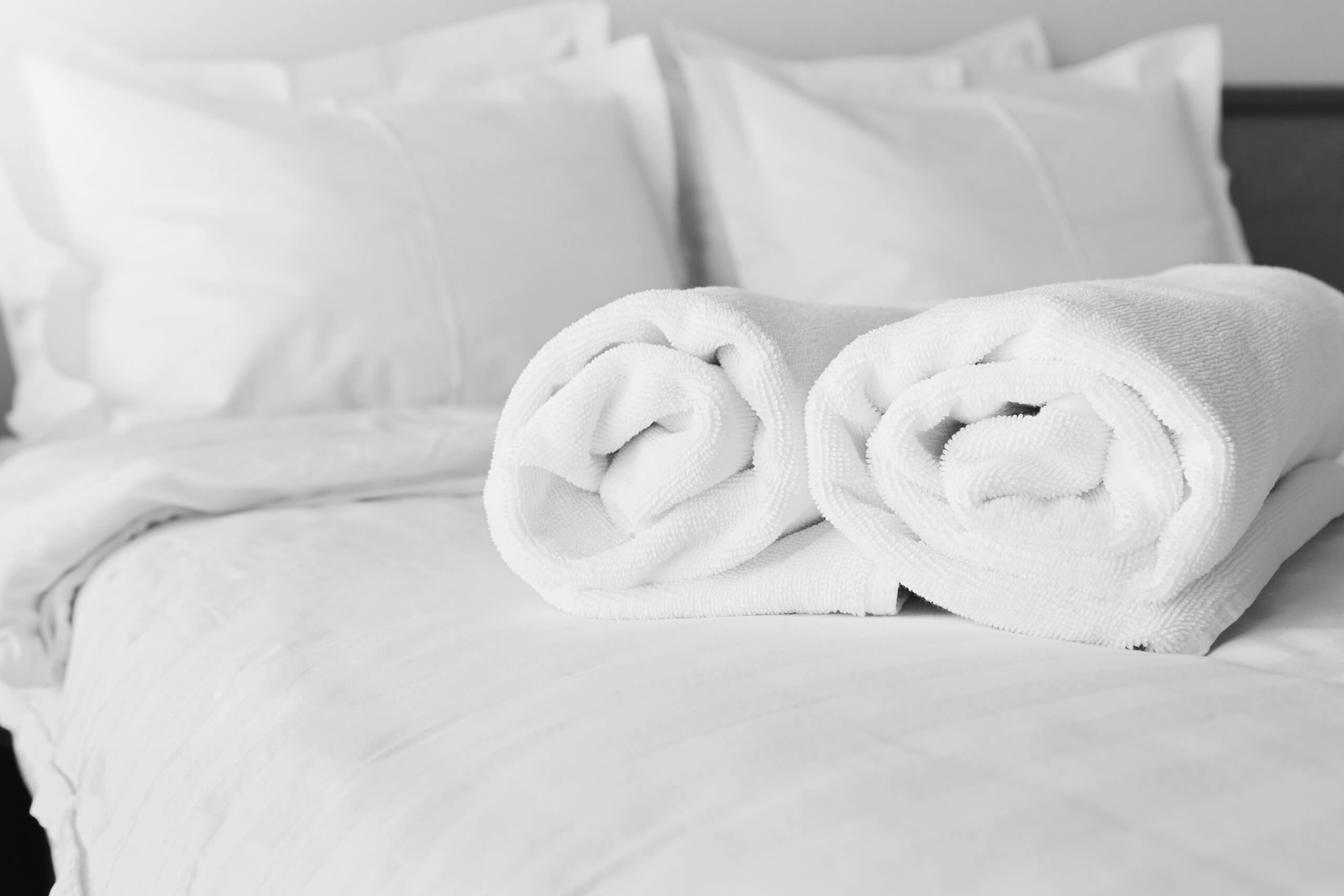 Towels on bed